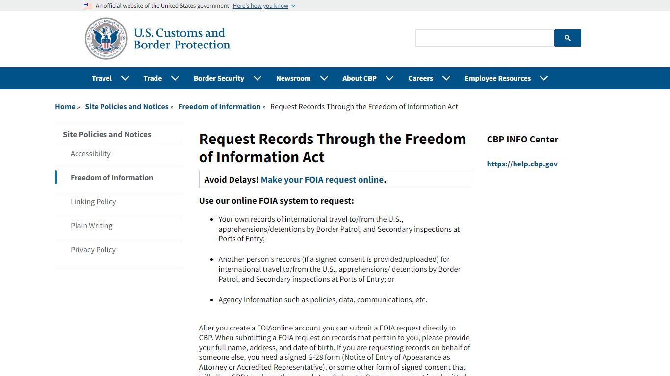 Request Records Through the Freedom of Information Act