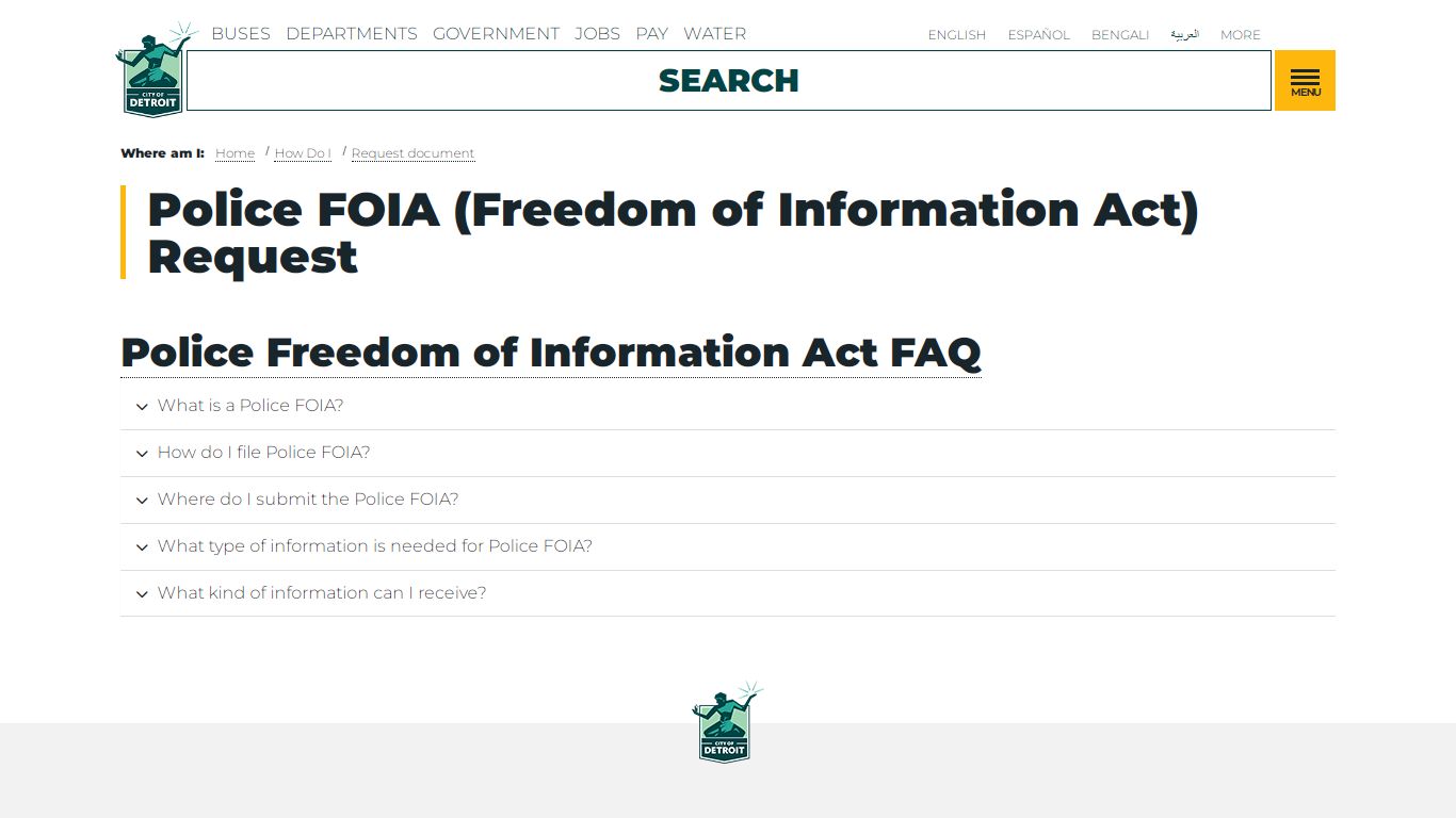 Police FOIA (Freedom of Information Act) Request