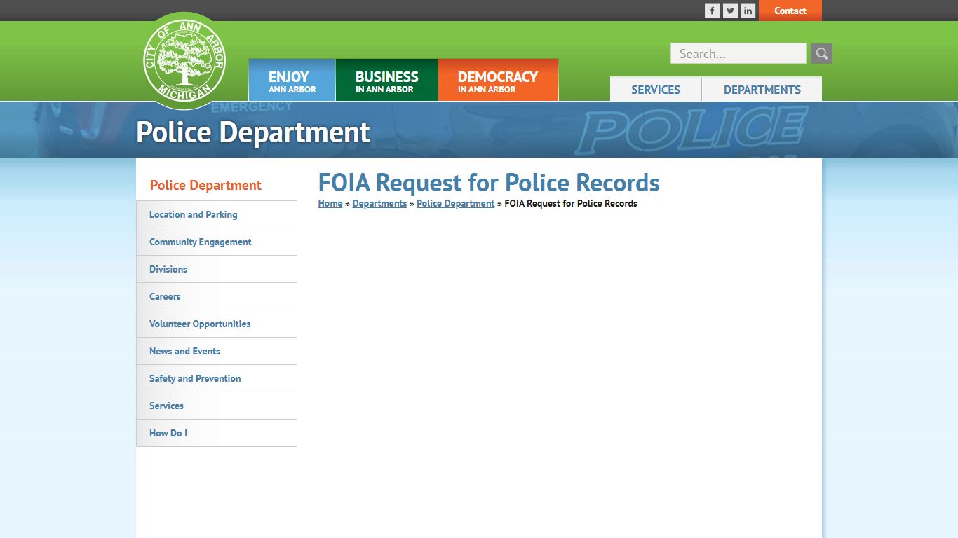 FOIA Request for Police Records - a2gov.org