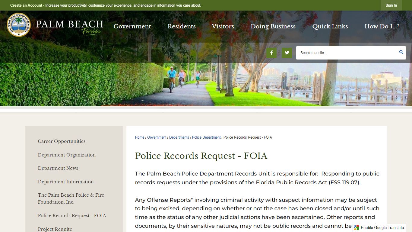 Police Records Request - FOIA | Palm Beach, FL - Official Website